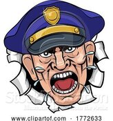 Vector Illustration of Cartoon Angry Policeman Police Officer Cartoon by AtStockIllustration