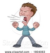 Vector Illustration of Cartoon Angry Stressed Guy or Bully Shouting by AtStockIllustration