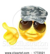 Vector Illustration of Cartoon Army Soldier Emoticon Emoji Face Icon by AtStockIllustration