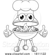 Vector Illustration of Cartoon Barbecue Chef Mascot Charcoal BBQ Person by AtStockIllustration