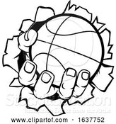Vector Illustration of Cartoon Basketball Ball Hand Ripping Background by AtStockIllustration