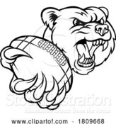 Vector Illustration of Cartoon Bear Animal American Football Ball Sports Mascot by AtStockIllustration