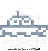 Vector Illustration of Cartoon Boat Ship Pixel 8 Bit Video Game Art Icon by AtStockIllustration