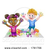 Vector Illustration of Cartoon Boy and Girl Fun Painting by AtStockIllustration