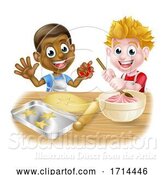 Vector Illustration of Cartoon Boys Baking Cakes by AtStockIllustration
