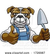 Vector Illustration of Cartoon Bulldog Bricklayer Builder Holding Trowel Tool by AtStockIllustration