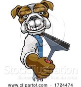 Vector Illustration of Cartoon Bulldog Car or Window Cleaner Holding Squeegee by AtStockIllustration