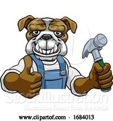 Vector Illustration of Cartoon Bulldog Carpenter Handyman Builder Holding Hammer by AtStockIllustration