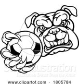 Vector Illustration of Cartoon Bulldog Dog Soccer Football Ball Sports Mascot by AtStockIllustration