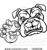 Vector Illustration of Cartoon Bulldog Dog Video Gaming Gamer Sports Mascot by AtStockIllustration