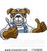 Vector Illustration of Cartoon Bulldog Electrician Handyman Holding Screwdriver by AtStockIllustration