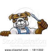 Vector Illustration of Cartoon Bulldog Electrician Handyman Holding Screwdriver by AtStockIllustration
