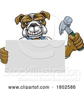 Vector Illustration of Cartoon Bulldog Hammer Mascot Handyman Carpenter by AtStockIllustration