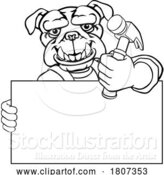 Vector Illustration of Cartoon Bulldog Hammer Mascot Handyman Carpenter by AtStockIllustration