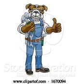 Vector Illustration of Cartoon Bulldog Mascot Carpenter Handyman Holding Hammer by AtStockIllustration