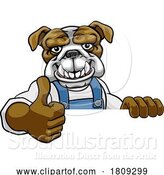 Vector Illustration of Cartoon Bulldog Mascot Decorator Gardener Handyman Worker by AtStockIllustration