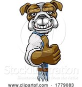 Vector Illustration of Cartoon Bulldog Mascot Plumber Mechanic Handyman Worker by AtStockIllustration