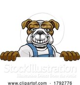 Vector Illustration of Cartoon Bulldog Mascot Plumber Mechanic Handyman Worker by AtStockIllustration