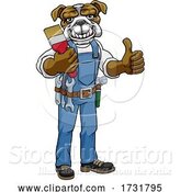 Vector Illustration of Cartoon Bulldog Painter Decorator Holding Paintbrush by AtStockIllustration