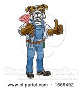 Vector Illustration of Cartoon Bulldog Plumber Mascot Holding Plunger by AtStockIllustration