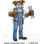 Vector Illustration of Cartoon Bulldog Plumber or Mechanic Holding Spanner by AtStockIllustration