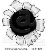 Vector Illustration of Cartoon Bullet Hole Metal Paper Rip Gun Shot Through Wall by AtStockIllustration