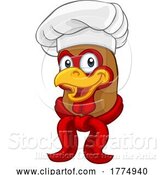 Vector Illustration of Cartoon Chef Chicken Rooster Cockerel Character by AtStockIllustration