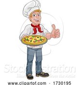 Vector Illustration of Cartoon Chef Cook Guy Holding a Pizza by AtStockIllustration