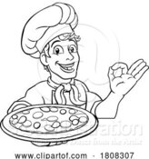 Vector Illustration of Cartoon Chef Pizza Cook Guy Character by AtStockIllustration