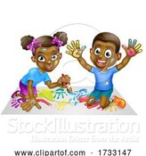 Vector Illustration of Cartoon Children Painting Pictures by AtStockIllustration