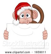 Vector Illustration of Cartoon Christmas Monkey Character in Santa Hat by AtStockIllustration