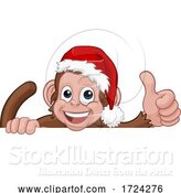 Vector Illustration of Cartoon Christmas Monkey Character in Santa Hat by AtStockIllustration