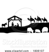 Vector Illustration of Cartoon Christmas Nativity Scene Bethlehem Manger Wise Men by AtStockIllustration