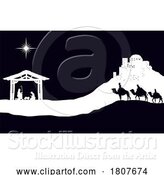 Vector Illustration of Cartoon Christmas Nativity Scene Bethlehem Manger Wise Men by AtStockIllustration