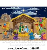 Vector Illustration of Cartoon Christmas Nativity Scene Cartoon by AtStockIllustration