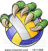 Vector Illustration of Cartoon Claw Softball Baseball Ball Dragon Monster Hand by AtStockIllustration