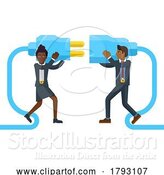 Vector Illustration of Cartoon Connecting Electrical Plug Together People Concept by AtStockIllustration