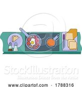 Vector Illustration of Cartoon Cooking Food Full English Fried Breakfast Kitchen by AtStockIllustration