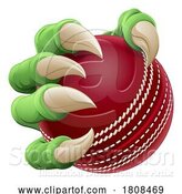 Vector Illustration of Cartoon Cricket Ball Claw Monster Animal Hand by AtStockIllustration