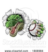Vector Illustration of Cartoon Crocodile Dinosaur Alligator Baseball Sport Mascot by AtStockIllustration