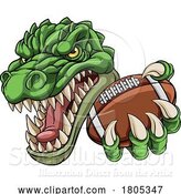 Vector Illustration of Cartoon Crocodile Dinosaur Alligator Football Sport Mascot by AtStockIllustration