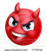 Vector Illustration of Cartoon Devil Emoji Emoticon Guy Face Icon Mascot by AtStockIllustration