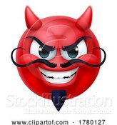 Vector Illustration of Cartoon Devil Emoji Emoticon Guy Face Icon Mascot by AtStockIllustration