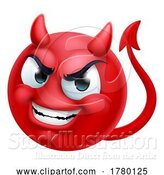 Vector Illustration of Cartoon Devil Emoji Emoticon Guy Face Icon Mascot by AtStockIllustration