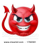 Vector Illustration of Cartoon Devil Emoji Emoticon Guy Face Icon Mascot by AtStockIllustration