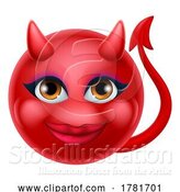 Vector Illustration of Cartoon Devil Emoji Emoticon Guy Face Icon Mascot by AtStockIllustration