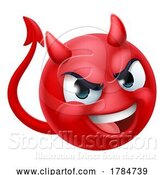 Vector Illustration of Cartoon Devil Emoji Emoticon Guy Face Icon Mascot by AtStockIllustration