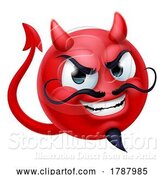 Vector Illustration of Cartoon Devil Emoji Emoticon Guy Face Icon Mascot by AtStockIllustration