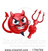 Vector Illustration of Cartoon Devil Emoji Emoticon Guy Face Icon Mascot by AtStockIllustration