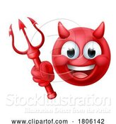 Vector Illustration of Cartoon Devil Emoji Emoticon Guy Face Icon Mascot by AtStockIllustration